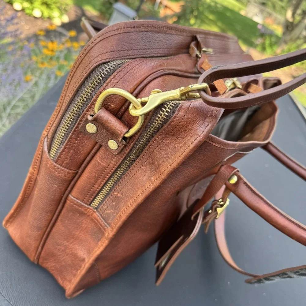 Vtg 2006 Orvis Leather Briefcase with Tag Brown Messenger Bag Computer Traveler